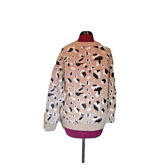 Cotton Emporium Womens Sweater Tan Leopard Size Small Multicolor - Picture 2 of 6